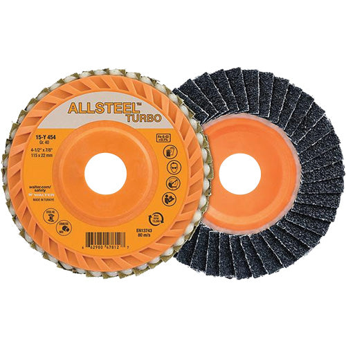ALLSTEEL Turbo Flap Disc, 4-1/2" x 7/8", 60 Grit, Zirconia Alumina