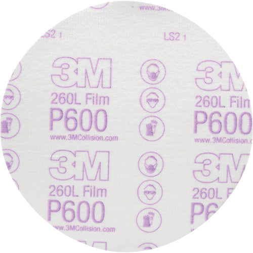 Hookit™ Finishing Film Abrasive Disc 260L 00971, 6" Dia., P600 Grit, Aluminum Oxide