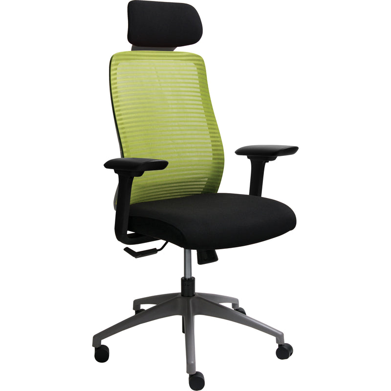 Chaise de bureau réglable Era™ avec appui-tête, tissu/maille, verte, capacité de charge de 125 kg