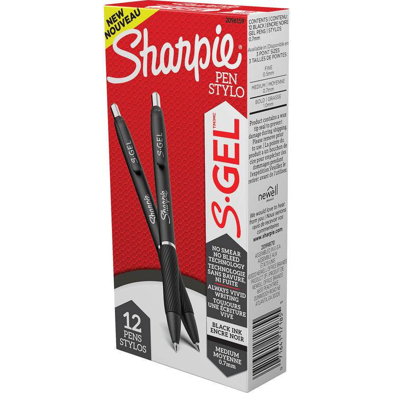 S-Gel Pen, Black, 0.7 mm, Retractable