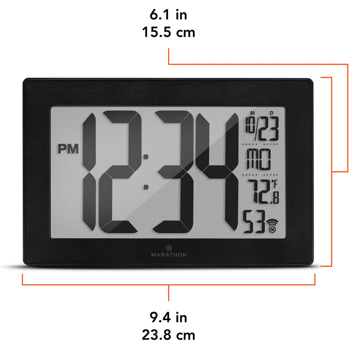 Horloge murale à réglage automatique avec support, numérique, à piles, noire