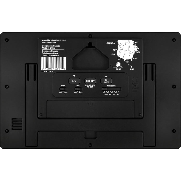 Horloge murale à réglage automatique avec support, numérique, à piles, noire