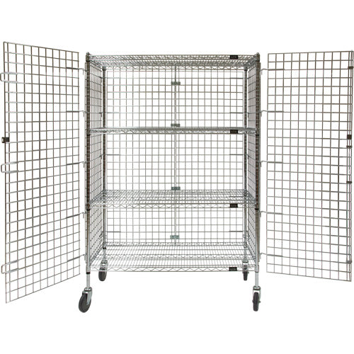 Security Cart, Chrome Plated, 48" x 69" x 24", 500 lbs. Capacity