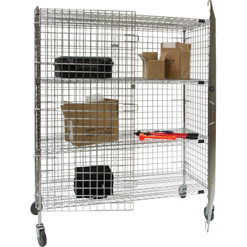 Security Cart, Chrome Plated, 60" x 69" x 24", 500 lbs. Capacity