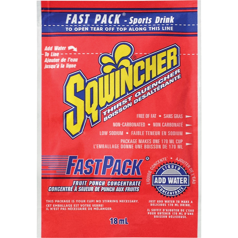 Boisson de réhydratation Sqwincher® Fast Pack®, portion individuelle, punch aux fruits