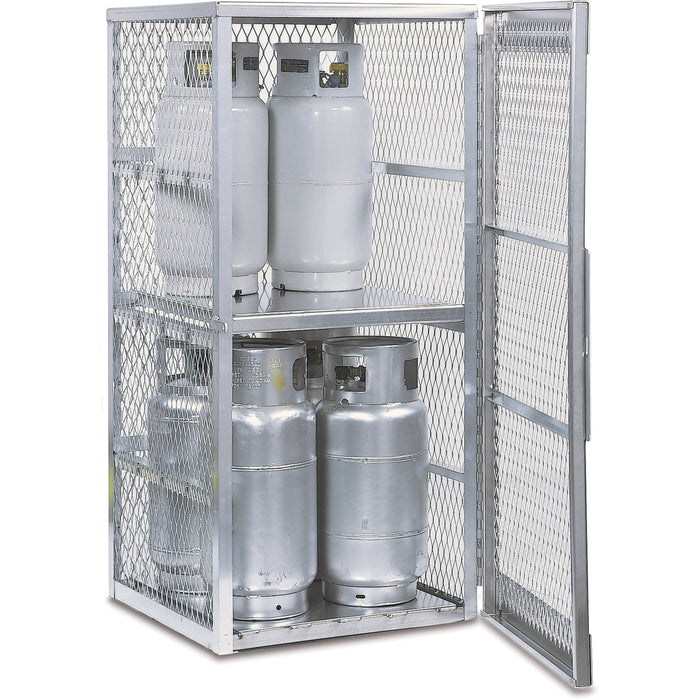 Aluminum LPG Cylinder Locker Storage, 8 Cylinder Capacity, 30" W x 32" D x 65" H, Silver