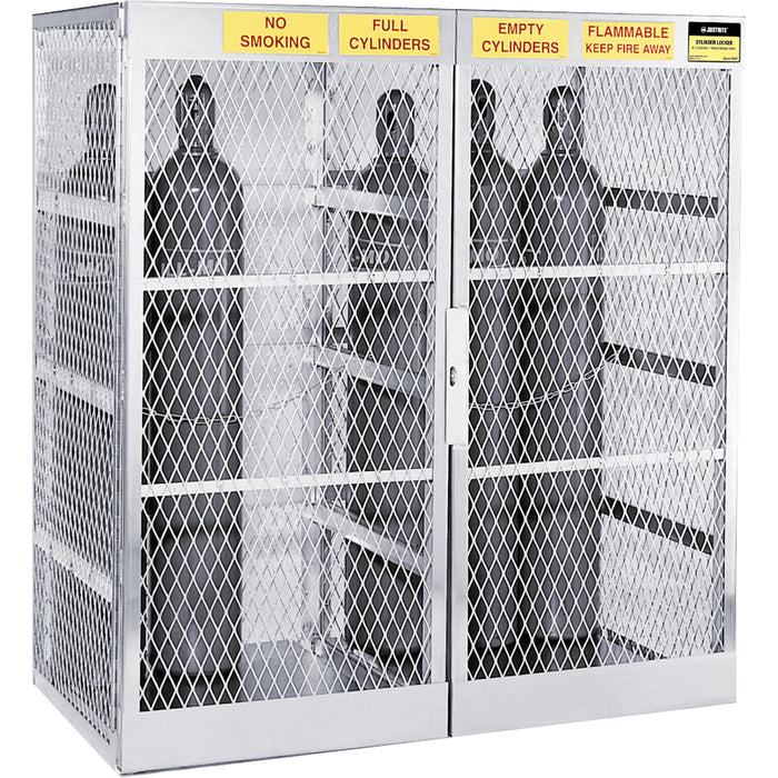 Aluminum LPG Cylinder Locker Storage, 20 Cylinder Capacity, 60" W x 32" D x 65" H, Silver