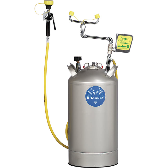 Portable Eyewash Station, Pressurized, 10 gal. Capacity, Meets ANSI Z358.1