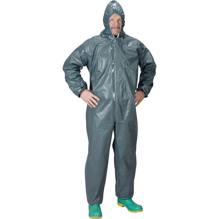 2.0 Mil CRFR Hooded Coveralls, X-Large, Grey, FR Treated Fabric