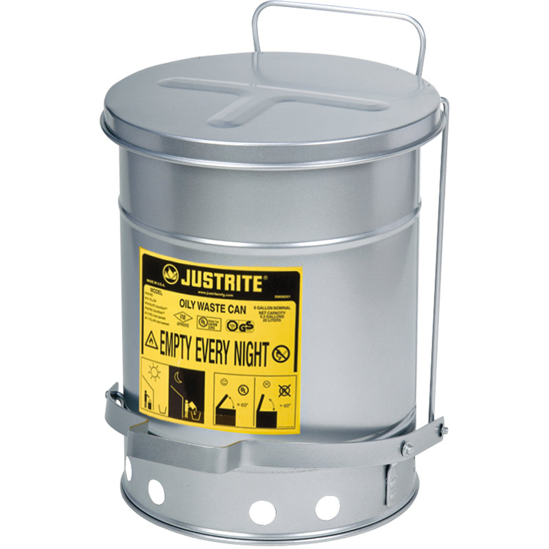 Oily Waste Cans, FM Approved/UL Listed, 10 US gal., Silver