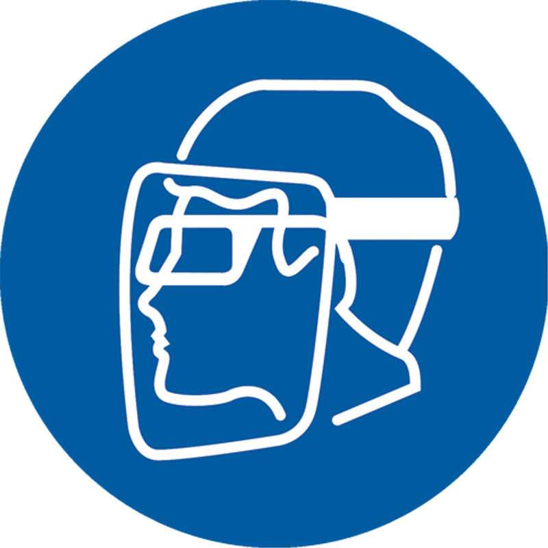 Face Shield Pictogram Labels, Vinyl, Roll, 4" L x 4" W