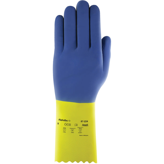 AlphaTec® 87-224 Medium-Duty Gloves, Size 9, 13" L, Neoprene/Rubber Latex, Cotton Inner Lining, 27-mil