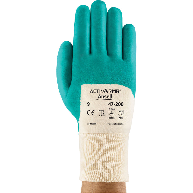 ActivArmr® 47-200 Coated Gloves, 7, Nitrile Coating, Cotton Shell