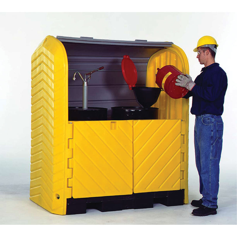 2-Drum Ultra-Hard Top Plus® Spill Pallet, 67.2" L x 41.25" W x 74" H, 4500 lbs. Load Capacity