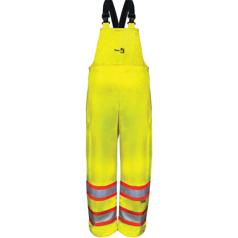 Hi-Vis FR/PU Safety Rain Bib Pants, 2X-Large, High Visibility Lime-Yellow