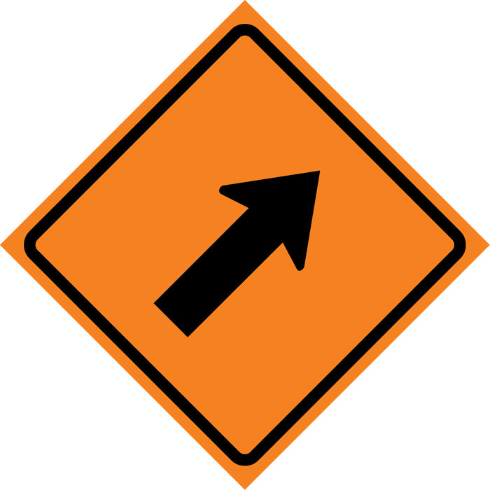 Right Diagonal Arrow Roll-Up Traffic Sign