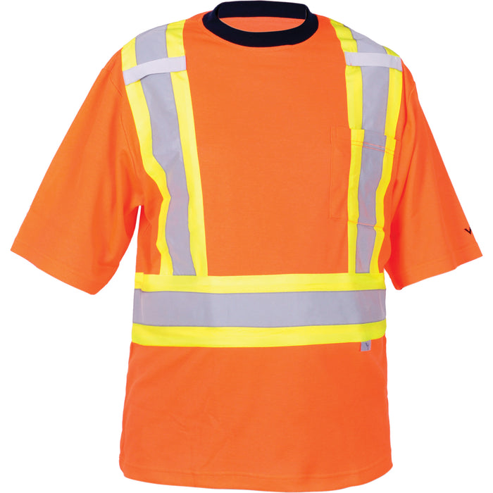 Safety T-Shirt, Polyester, Large, High Visibility Orange