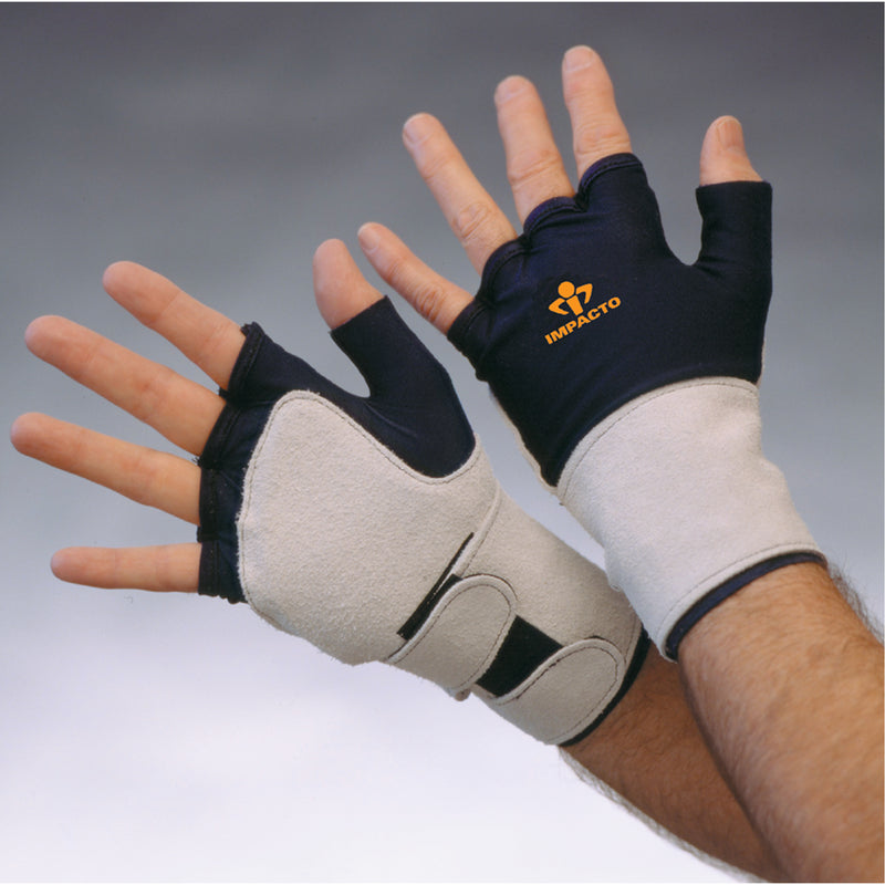 Anti-Impact Glove With Wrist Support, Medium, Grain Leather Palm, Slip-On Cuff