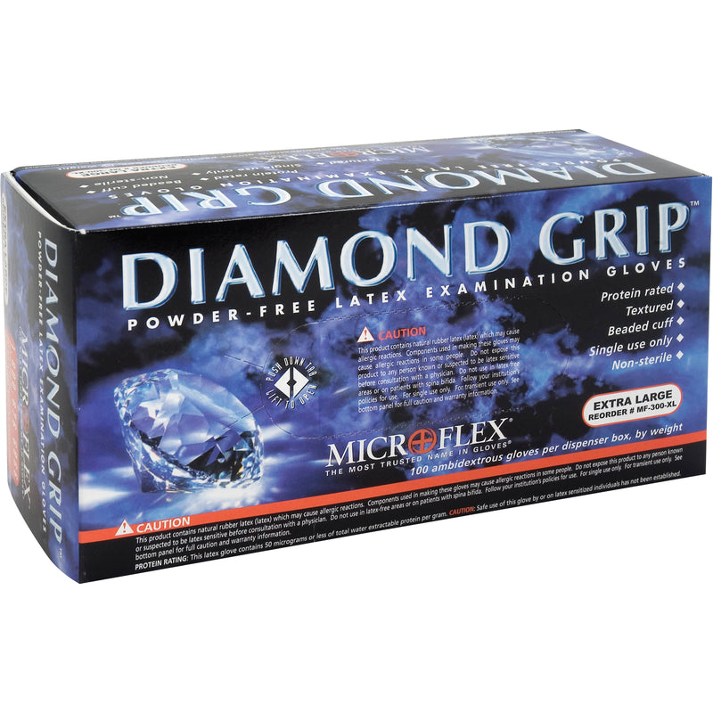 Diamond Grip™ Examination Gloves, X-Small, Latex, 8 mils, Powder-Free, Natural, Class 2