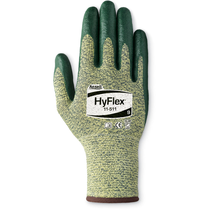 HyFlex® 11-511 Cut Resistant Gloves, Size Small/7, 13 Gauge, Foam Nitrile Coated, Kevlar® Shell, ASTM ANSI Level A5/EN 388 Level D