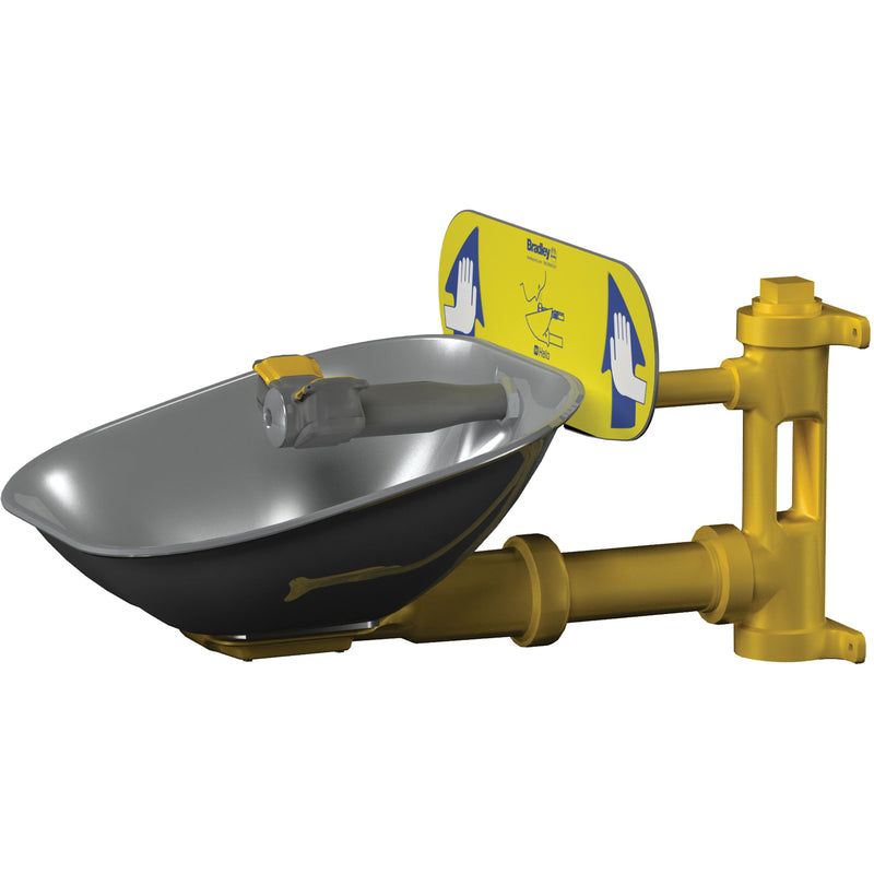 Stations de lavage oculaire Halo™, installation murale, cuvette en acier inoxydable