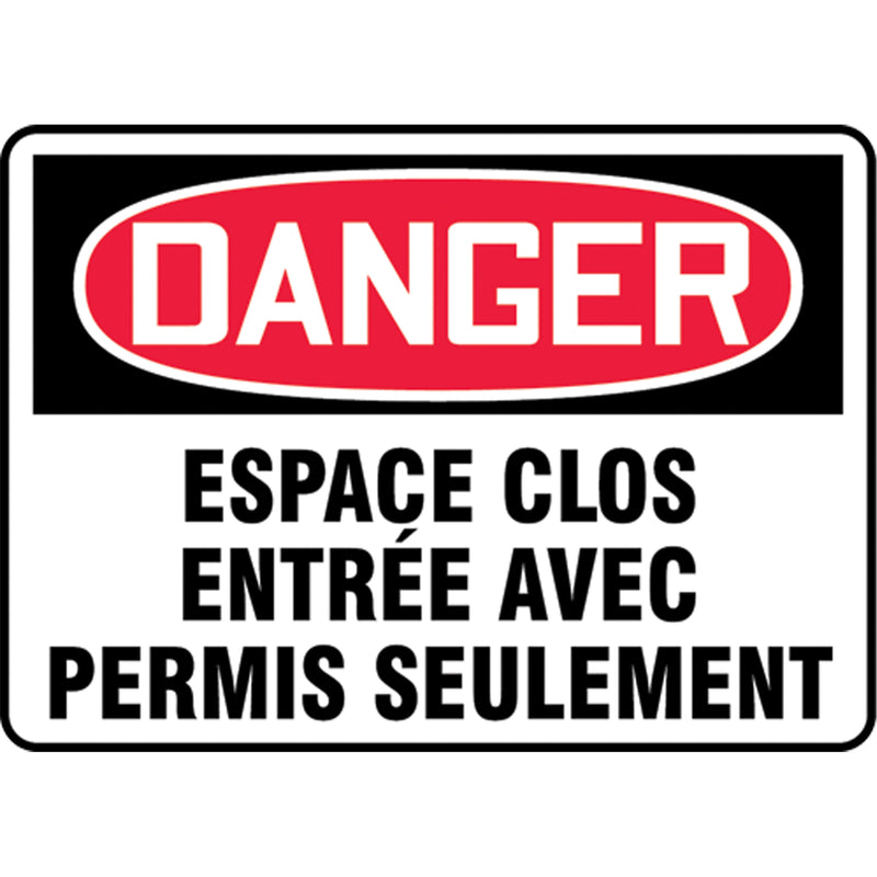 Panneau « Espace clos », 18 cm x 25 cm, plastique, français