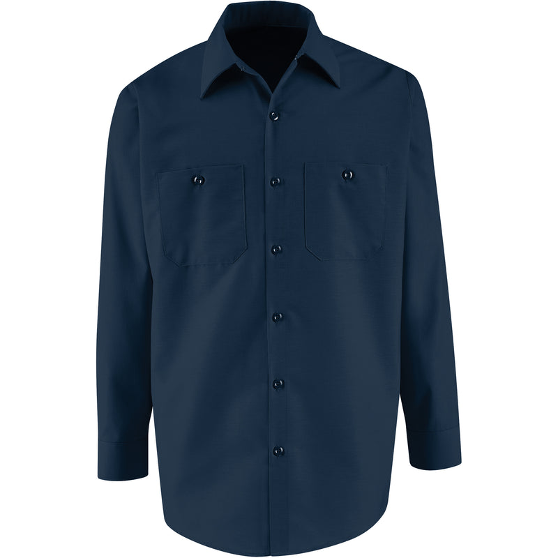 Industrial Solid Work Shirts, Men's, Medium, Navy Blue