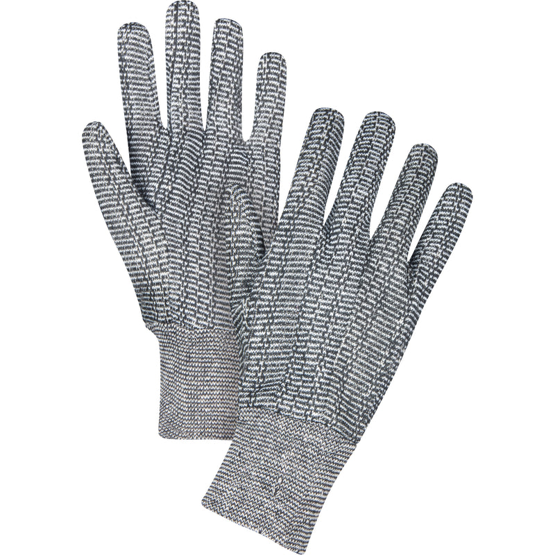 Gants en jersey, taille XL, sel et poivre, non doublés, poignet tricoté