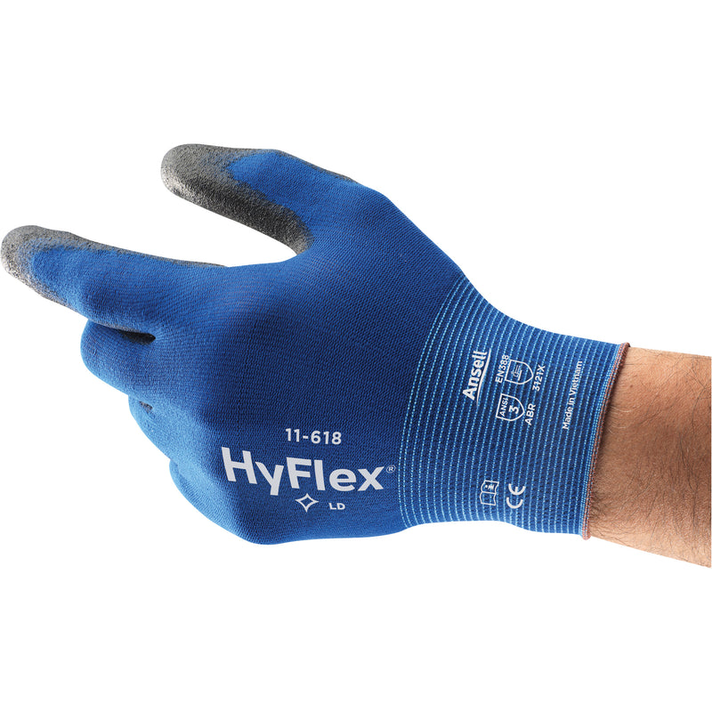 Hyflex ® 11-618 Gloves, 6, Polyurethane Coating, 18 Gauge, Nylon Shell