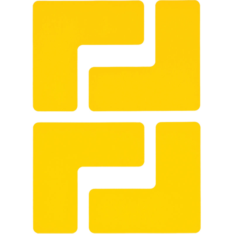 Floor Corner Marks, L, 5" L x 2" W, Yellow, Polyester