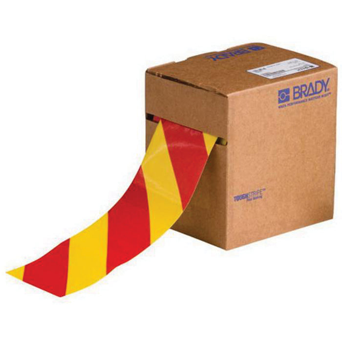 ToughStripe® Floor Marking Tape, 3" x 100', Polyester, Red and Yellow