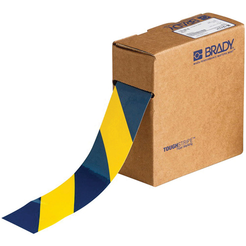 Ruban de marquage au sol ToughStripe®, 2 po x 100 pi, polyester, bleu et jaune