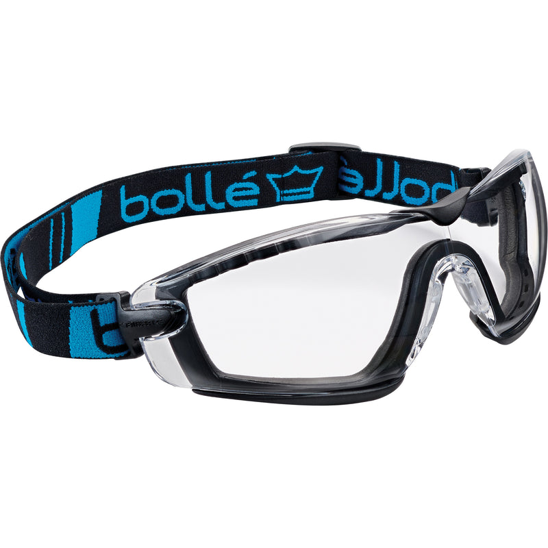 Lunettes de sécurité Cobra avec sangle et mousse, verres transparents, antibuée et antirayures, conformes à la norme CSA Z94.3