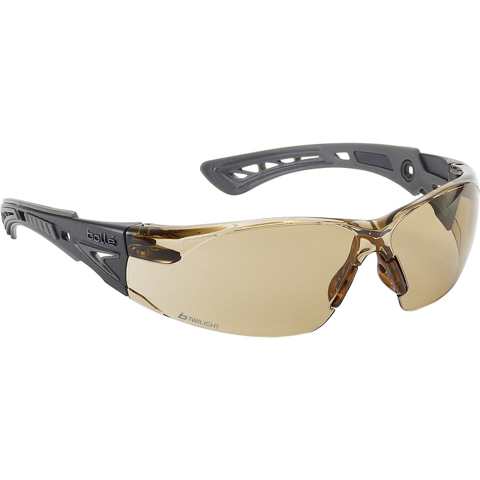 Rush+ Safety Glasses, Brown Lens, Anti-Fog/Anti-Scratch, Meets/Exceeds CSA Z94.3