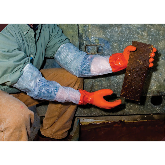 640 Chemical-Resistant Gloves, Size Large, 25" L, PVC, Cotton Inner Lining, 43.3-mil