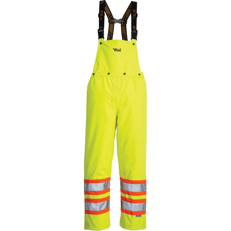Journeyman Detachable Bib Safety Pants, Polyester, X-Large, High Visibility Lime-Yellow