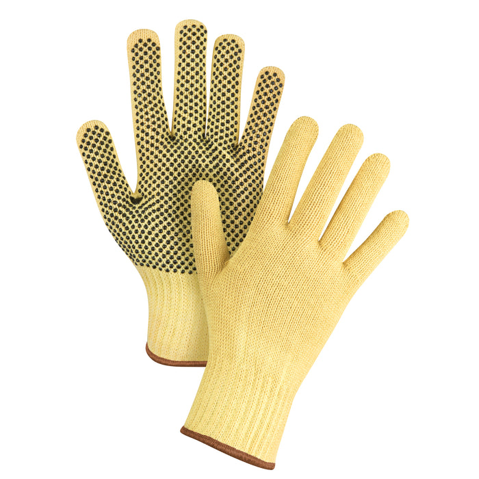 Gants en tricot pointillé sans couture, taille L/9, calibre 7, revêtement PVC, coque Kevlar®, norme ASTM ANSI niveau A2/EN 388 niveau 3