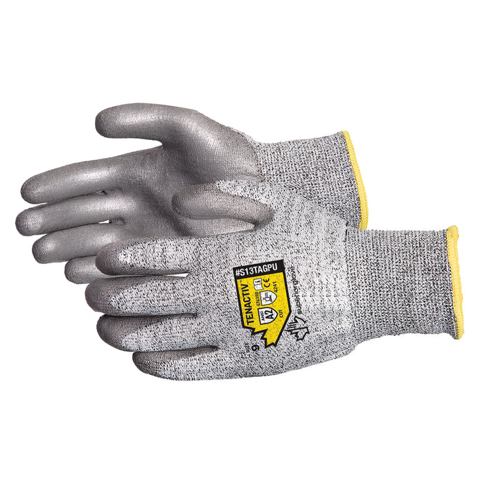 Composite Knit Gloves, Size Medium/8, 13 Gauge, Polyurethane Coated, Aramid Shell, ANSI/ISEA 105 Level 2