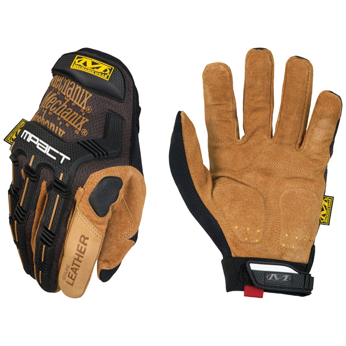Gants M-Pact®, taille M, paume en cuir pleine fleur, poignet auto-agrippant