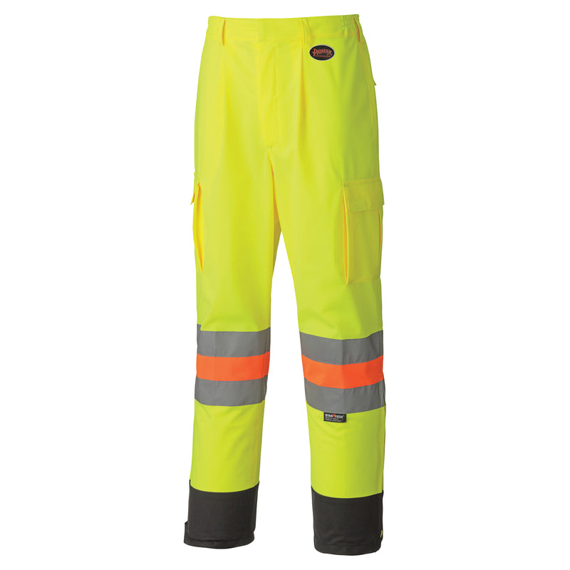 6009 Breathable Traffic Safety Pants, Polyester, Medium, High Visibility Lime-Yellow