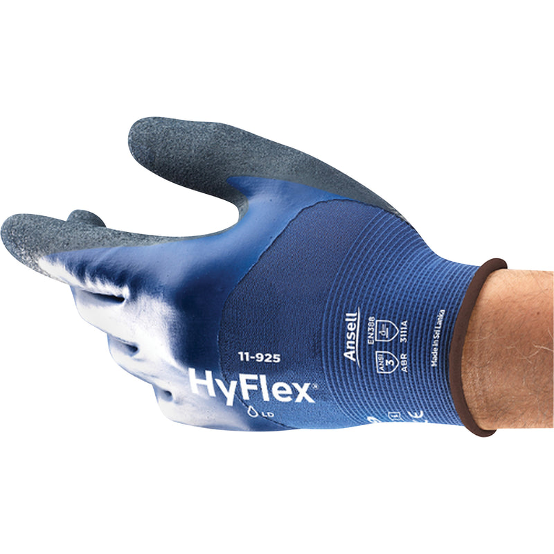 HyFlex® 11-925 Cut Resistant Gloves, Size 2X-Large/11, 18 Gauge, Nitrile Coated, Nylon Shell, ASTM ANSI Level A1/EN 388 Level 1