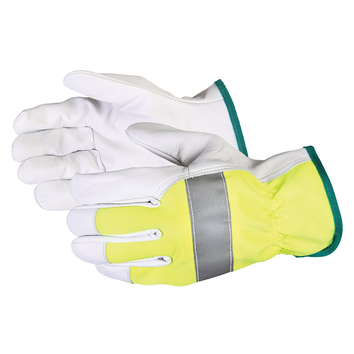 Endura® Hi-Viz Reflective Driver's Gloves, Medium, Grain Goatskin Palm
