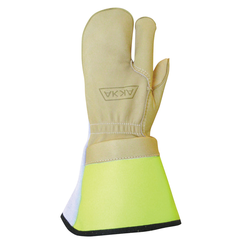 Lineman's 3-Finger Gloves, Large, Grain Cowhide Palm