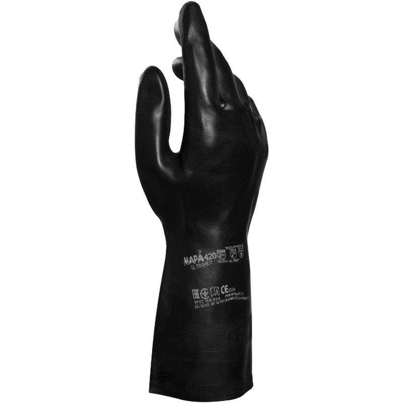 Technic NS-420 Gloves, Size Large/9, 12.5" L, Latex/Neoprene, Flock-Lined Inner Lining, 30-mil