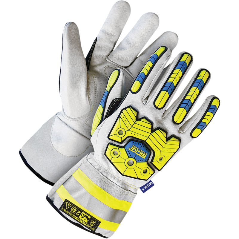 Specialty Impact Performance Gloves, X-Large, Goatskin/Grain Leather Palm, Slip-On Cuff