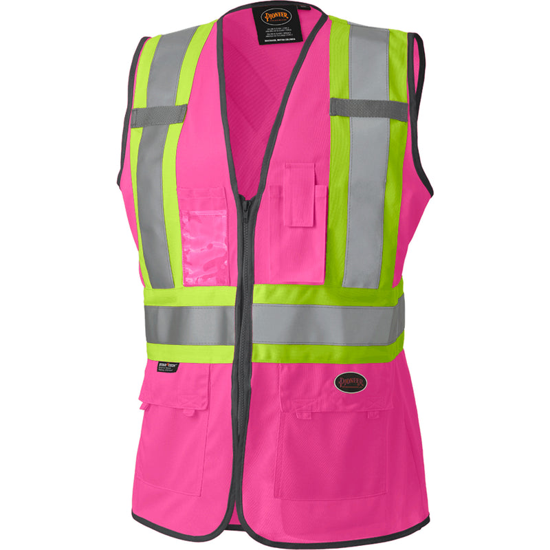 139PK Women's Safety Vest, Pink, Medium, Polyester