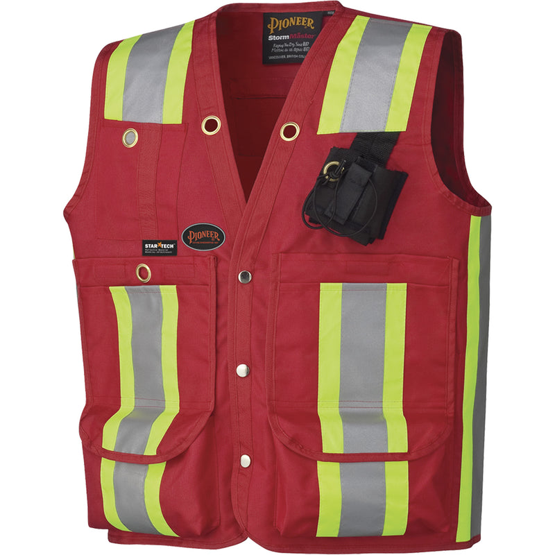 Gilet de sécurité pour géomètre et superviseur, rouge, taille M, polyester