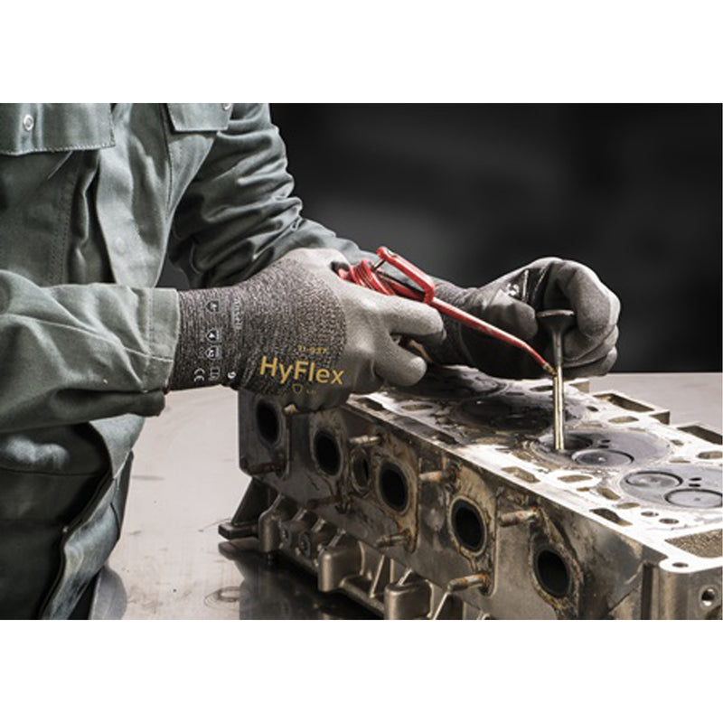Gants légers HyFlex® 11-937, enduits aux 3/4, taille L/9, calibre 18, revêtement en mousse de nitrile, coque en Dyneema®, ASTM ANSI niveau A2