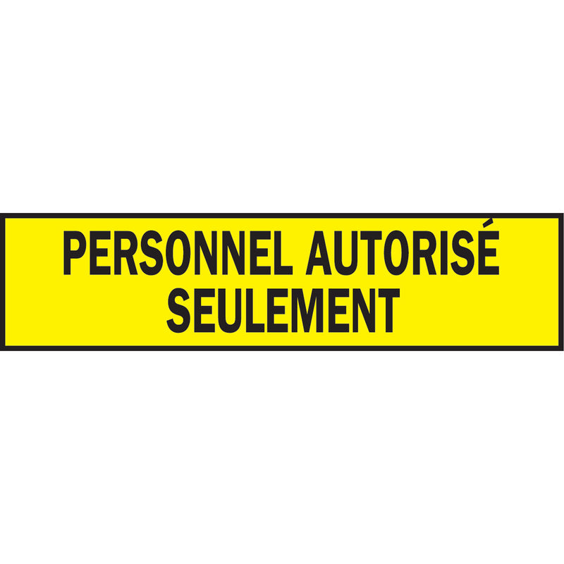 Ruban de signalisation, français, 7,6 cm (3 po) de largeur x 60 m (200 pi) de longueur, 3,5 mils, noir sur jaune