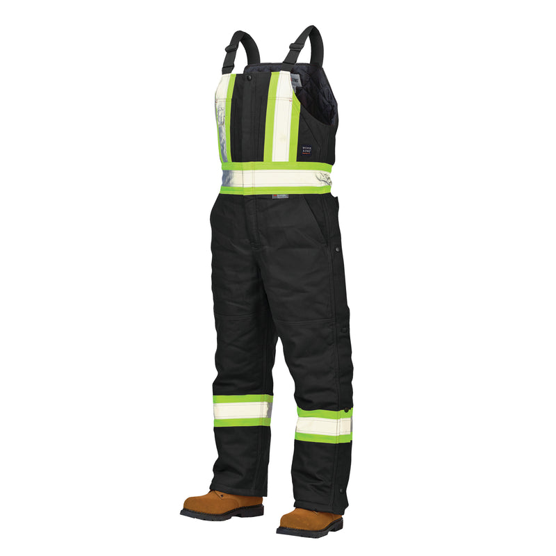 Duck Lined Safety Overalls, Cotton, X-Large, Black